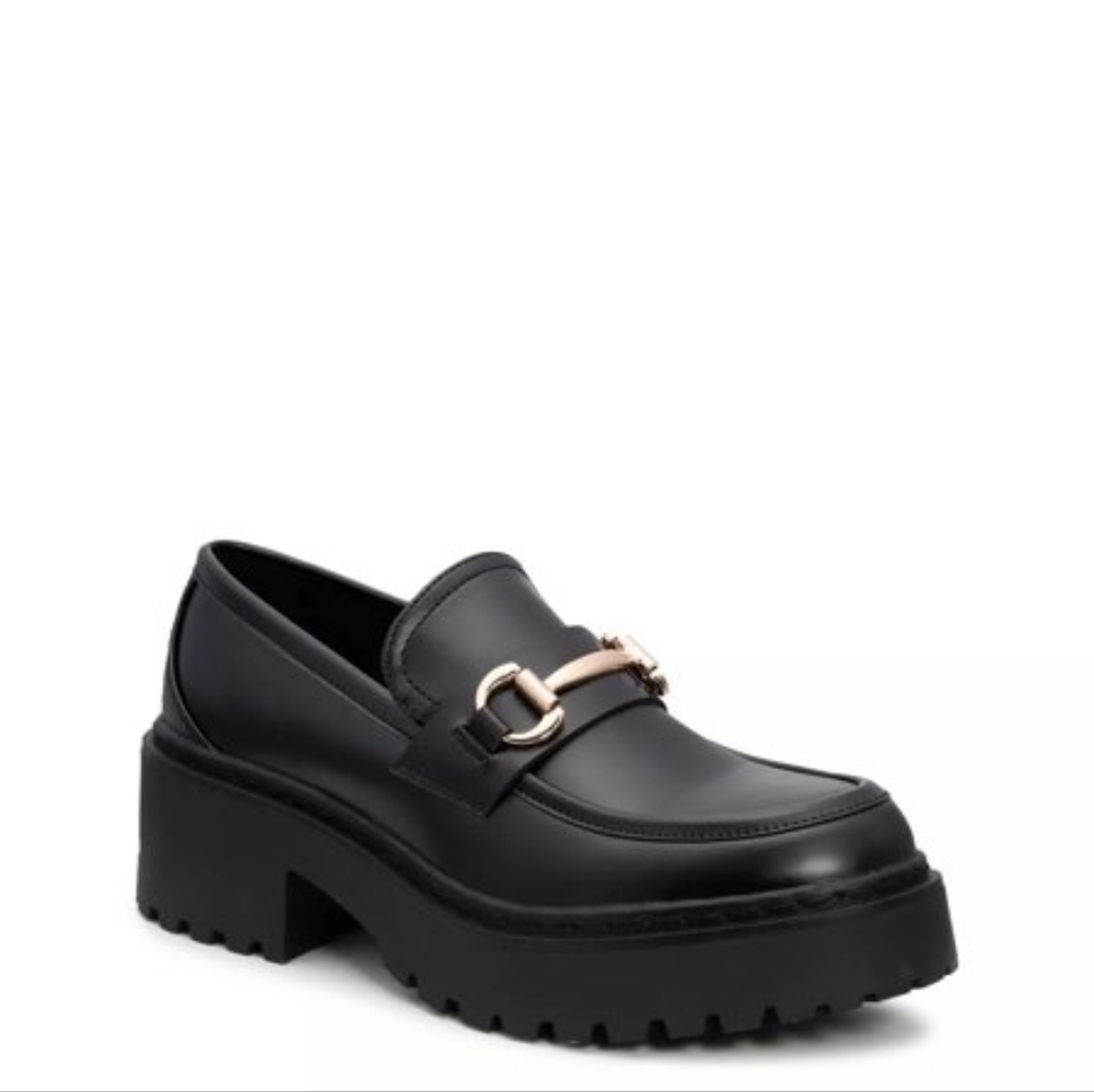 Steve Madden "Approach" Women's Black Chunky Platform Lug Sole Loafer Size 9